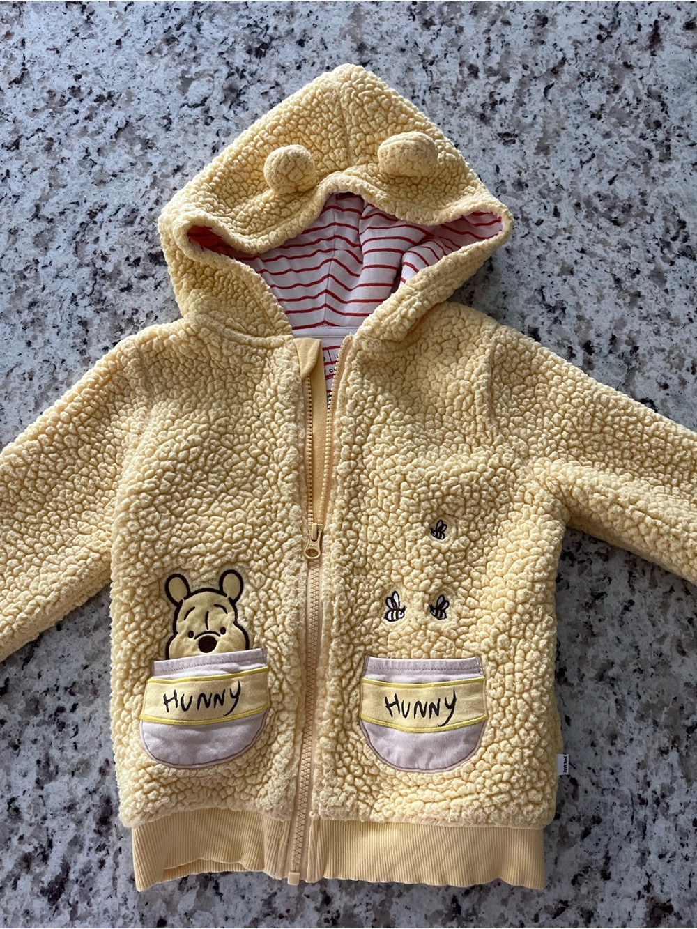 Little Sleepies yellow Disney Winnie the poo lined jacket 4T